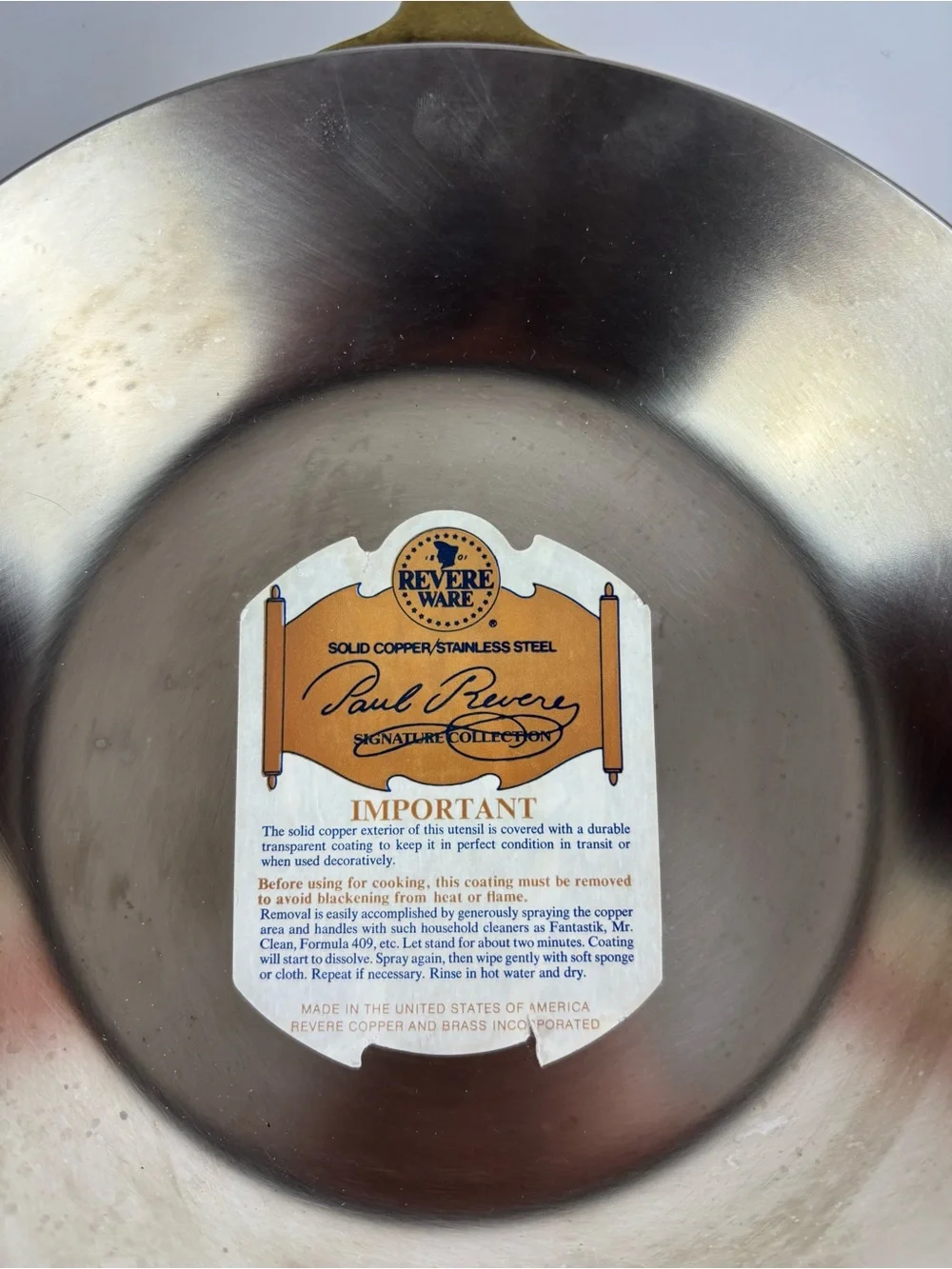 Vintage 1976 Paul Revere Ware Limited Edition 8.5” Copper Skillet Original Tag